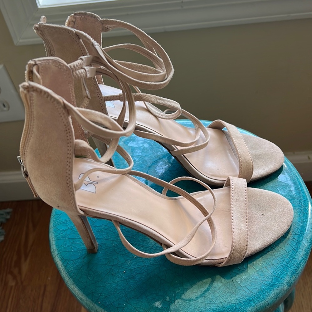 Strappy nude heels